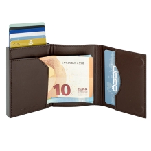 Ögon Cascade Zipper Wallet Kartenetui RFID-safe mit Münzfach Titanium-Braun
