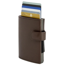 Ögon Cascade Wallet Snap Kartenetui RFID-safe Titanium / Braun