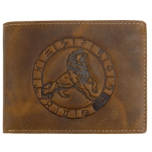 Greenburry Vintage 1705-Löwe Leder Geldbeutel mit Sternzeichenmotiv Löwe