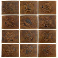 Greenburry Vintage 1705-Löwe Leder Geldbeutel mit Sternzeichenmotiv Löwe