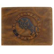 Greenburry Vintage 1705-Stier Leder Geldbeutel mit Sternzeichenmotiv Stier