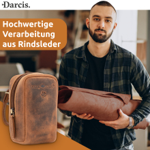 Darcis Fahrradtasche Leder - Satteltasche mit 2 Schlaufen Braun