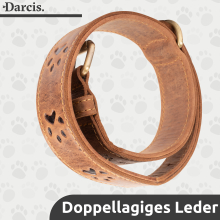 Darcis Hundehalsband Braun - Extrem robustes Lederhalsband aus hochwertigem Rindsleder - Ideal für starke Hund - Halsband Hund - Hundehalsband Leder - Lederhalsband Hund - verschiedene Größen erhältlich