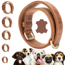 Darcis Hundehalsband Braun - Extrem robustes Lederhalsband aus hochwertigem Rindsleder - Ideal für starke Hunde - Halsband Hund - Hundehalsband Leder - Lederhalsband Hund - 50 - 57,5 cm Halsumfang