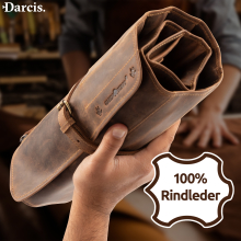 Darcis Vintage Werkzeugtasche Braun aus hochwertigem Rindsleder für Oldtimer/ATV