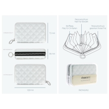 Ögon Quilted Zipper Card Holder Kartenetui RFID-safe mit Münzfach Platin