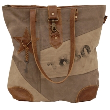 Sunsa Handcrafted 51694 Vintage Schultertasche aus Canvas und Leder für Damen