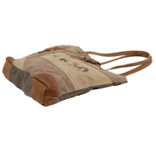 Sunsa Handcrafted 51694 Vintage Schultertasche aus Canvas und Leder für Damen