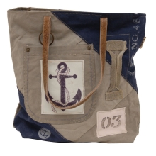 Sunsa Maritime 51731 Vintage Schultertasche aus Canvas und Leder für Damen