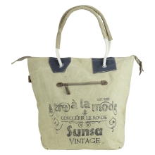 Sunsa 51868 Vintage Shopper Schultertasche aus Canvas für Damen