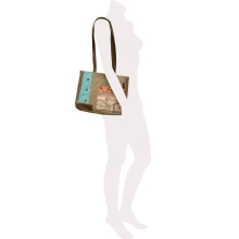 Sunsa Original 51903 Vintage Schultertasche aus Canvas und Leder für Damen