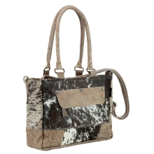 Sunsa Vintage 91054 Schultertasche aus Leder und Fell