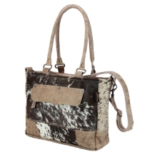Sunsa Vintage 91054 Schultertasche aus Leder und Fell