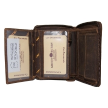 Greenburry Vintage 821A-25 Leder Portemonnaie mit Münzfach Braun